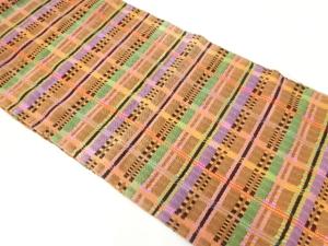 格子模様織出し名古屋帯